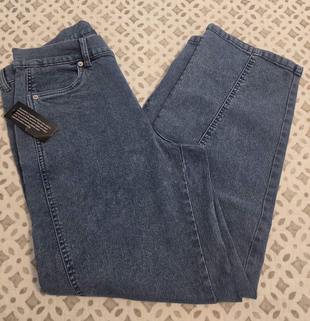 Denim & Co Size 10 Med Wash Classic Stretch Tapered Ankle Jeans A704296 NWT